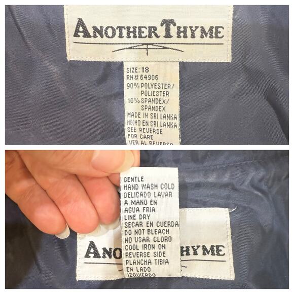 Another Thyme Blue Velvet Maxi Dress Glitter Leaf Pattern Vintage 18 Large 8 -10 - Picture 12 of 12